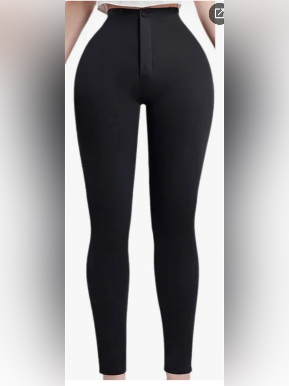 High-Rise Black Leggings with Front Hook Closure with Tommys control